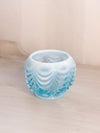 Medium Blue Opalescent Glass Drape Vase or Bowl