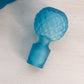 Medium Blue Satin Glass Decanter with Quilted Diamond Designs