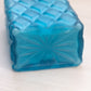 Medium Blue Satin Glass Decanter with Quilted Diamond Designs