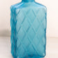 Medium Blue Satin Glass Decanter with Quilted Diamond Designs