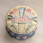 Medium Blue & Yellow Ceramic Lidded Floral Jar