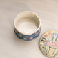 Medium Blue & Yellow Ceramic Lidded Floral Jar