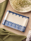 Medium Bombay Compote Blue & White Ceramic Palmette Tray