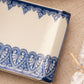 Medium Bombay Compote Blue & White Ceramic Palmette Tray