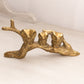 Medium Brass 3 Owls on Branch Figurine