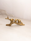 Medium Brass 3 Owls on Branch Figurine