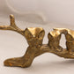 Medium Brass 3 Owls on Branch Figurine