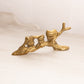 Medium Brass 3 Owls on Branch Figurine