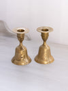 Small Brass Candleholder Bell with Fancy Etched Designs (Set of 2)