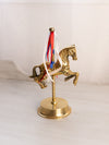 Medium Brass Carousel Horse Figurine with Red, White, and Blue Ribbon