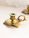 Medium Brass Chamberstick Candleholder with Floral Designs