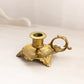 Medium Brass Chamberstick Candleholder with Floral Designs