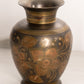 Medium Brass, Copper, Black Metal Vase with Floral Designs