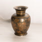 Medium Brass, Copper, Black Metal Vase with Floral Designs