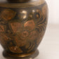 Medium Brass, Copper, Black Metal Vase with Floral Designs