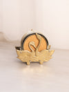 Medium Brass Duck Caddy with 6 Gold Tone Metal and Cork Coasters