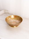 Medium Brass Footed Bowl Red Enameled Floral Designs