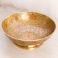 Medium Brass Footed Bowl Red Enameled Floral Designs