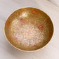 Medium Brass Footed Bowl Red Enameled Floral Designs