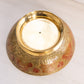 Medium Brass Footed Bowl Red Enameled Floral Designs