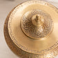 Medium Brass Footed Lidded Footed Dish with Floral Details
