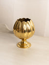 Medium Brass Footed Cupped Scalloped Vase