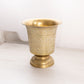 Medium Brass Footed Vase with Cream Enameled Floral Designs