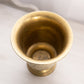 Medium Brass Footed Vase with Cream Enameled Floral Designs