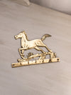Medium Brass Horse Wall Decor with 5 Hooks
