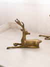 Medium Brass Laying Stag Buck Deer Figurine with Fancy Designs
