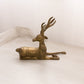 Medium Brass Laying Stag Buck Deer Figurine with Fancy Designs