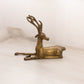 Medium Brass Laying Stag Buck Deer Figurine with Fancy Designs