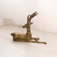 Medium Brass Laying Stag Buck Deer Figurine with Fancy Designs