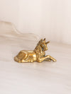 Medium Brass Laying Unicorn Figurine with Star Necklace