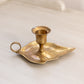 Medium Brass Leaf Chamberstick Candleholder