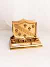 Vintage Medium Brass Letter Pen Holder with Fleur-de-lis Designs