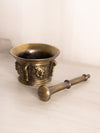 Medium Brass Mortar & Pestle with Lion Head Designs