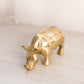 Medium Brass Rhino Rhinoceros Figurine