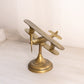 Medium Brass Tilted Airplane Figurine on Circular Base
