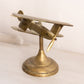 Medium Brass Tilted Airplane Figurine on Circular Base