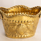 Medium Brass Seashell Basket Planter with 2 Handles
