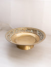 Medium Brass Shallow Footed Bowl with Bird Designs