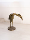 Medium Brass Standing Heron Bird Figurine with Circular Base