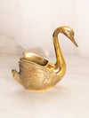 Medium Brass Swan Planter with Head Down