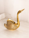 Medium Brass Swan Planter with Head Up