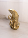 Medium Brass Swan Vase with Smaller Swan Sidekick