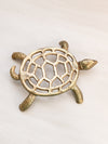 Medium Gold Tone Metal Turtle Trivet