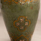Medium Brass Vase with Green and Gold Enameled Floral Details