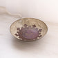 Medium Circular Brass Footed Bowl with Purple & Beige Enameled Designs