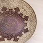 Medium Circular Brass Footed Bowl with Purple & Beige Enameled Designs